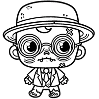 Zombie coloring wearing round glasses and a bowler hat