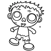 Zombie coloring with a round head and messy hair