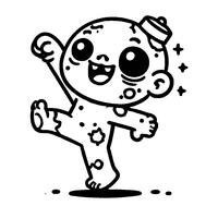 Dancing zombie coloring with a joyful face