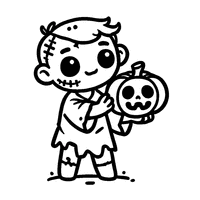 Zombie coloring holding a pumpkin