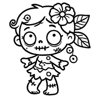 Zombie coloring with a flower in its hair